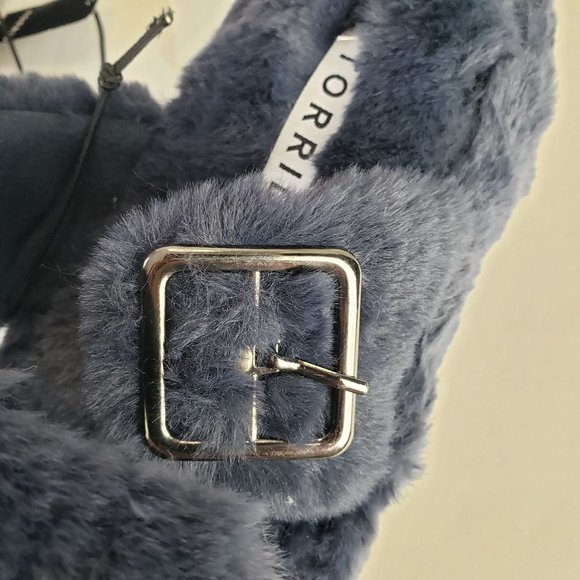 Torrid Slip On Fuzzy Slippers Double Band Faux Fur House Shoes Size 8 - Picture 9 of 13